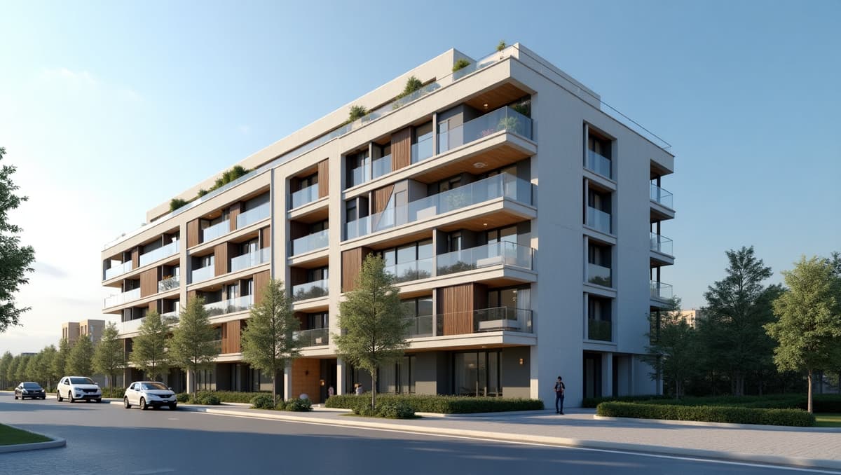 Modern apartment complex view